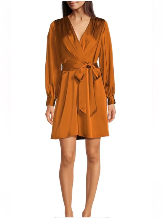 Alex Marie Dresses & Skirts - Alex Marie Satin Wrap Dress in Rust